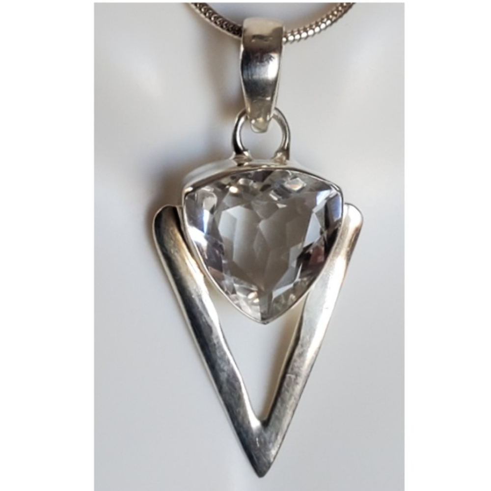 Genuine 5ct White Topaz Pendant Necklace